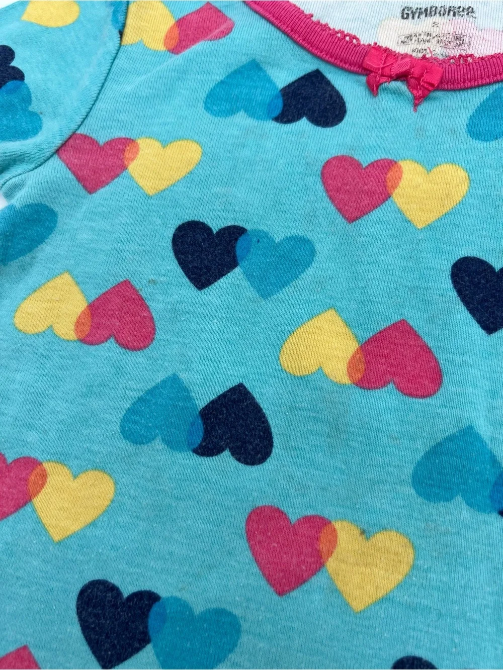 Gymboree Girls' Blue Baby Multicolor Hears Cotton Pajama Set 100% Cotton 2T